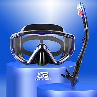 Snorkel Set Pano 3 Window Adult Snorkeling Gear, Professional Snorkel Goggles Anti-Fog Diving Mask, Anti-Leak Swim Goggles and Dry Top Snorkel for Diving, Snorkeling, Swimming