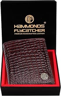 HAMMONDS FLYCATCHER Wallet for Men Leather Original, Mens Wallet, Leather Wallets for Men Stylish, Bi-Fold Wallets for Man, 3 Card Slots, 2 ID Slots, Coin Pocket, Gift for Mens - Croc Brown