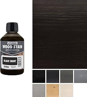 Wood Stain Water Based - 250 ml - Indoor Furniture Stain Light & Dark Finishes - Special Non Toxic & Eco Friendly Formula - Wood Stain for Crafts - Colour: Black Ebony