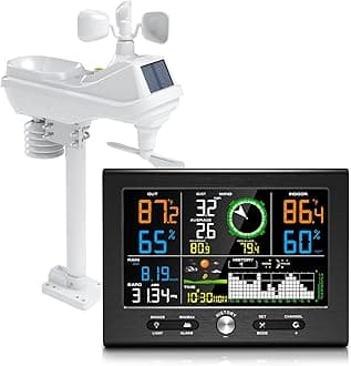 Urageuxy Wireless Weather Station Indoor Outdoor, Home Weather Stations with Rain Gauge, Wind Speed/Direction, Temperature, Humidity, Moon Phase, Weather Forecast, Barometer Pressure