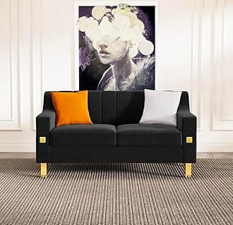 A to Z Furniture Classic Seater Sofa Set Luxury Chesterfield Leatherette Sofa in for Home Living Room & Office Stainless Steel Legs (Black, 2 Seater)