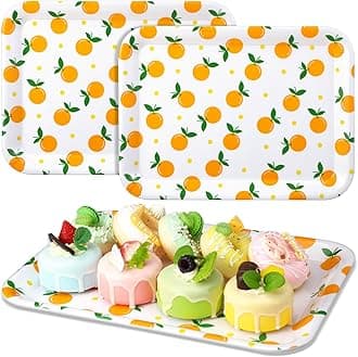 Tioncy 3 Pcs Little Cutie Plastic Serving Tray Decorations Orange Baby Shower Plates 13" x 10" Reusable Decorative Dish Tray for Summer Food Fruit Themed Birthday Party Supplies Favors