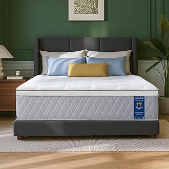 Queen Size Mattress, 14 Inch Hybrid Mattress in a Box, Comfort & Pressure Relief, 5-Zone, Adaptive Memory Foam & Contouring Individual Spring, Medium Firm Support, Cool & Breathable, Fiberglass-Free