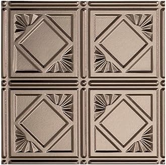 Fasade Easy Installation Traditional 4 Brushed Nickel Lay in Ceiling Tile/Ceiling Panel (12" x 12" Sample)
