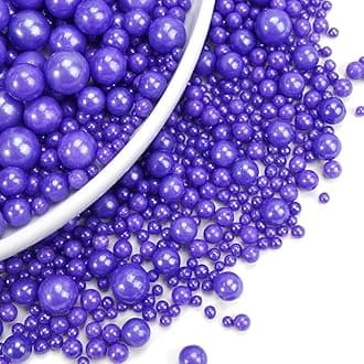 Edible Pearl Purple Sugar Sprinkles, 130g/4.58oz, Purple Ball Pearls Sprinkles for Cake Decorating, Cupcake Toppers, Baking Cake Decoration, Easter Wedding Party Holiday Supplies