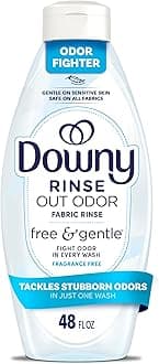 Free & Gentle Rinse Laundry Odor Remover, Scent Free, 48 FL OZ, Gentle on skin, No dyes or heavy perfumes, Fabric Softener and Laundry Odor Removal Rinse