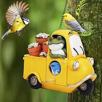 Hand-Painted Bird House for Outside, Unique Hanging Bird Houses Outdoor, Great Birdhouse Gift for Kids, Easy to Install and Clean, SAME YOUNG SET