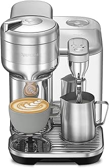 Vertuo Creatista Capsule Coffee Machine with Milk Frother Wand for Cappuccino, Flat White and Espresso by Sage, Brushed Stainless Steel