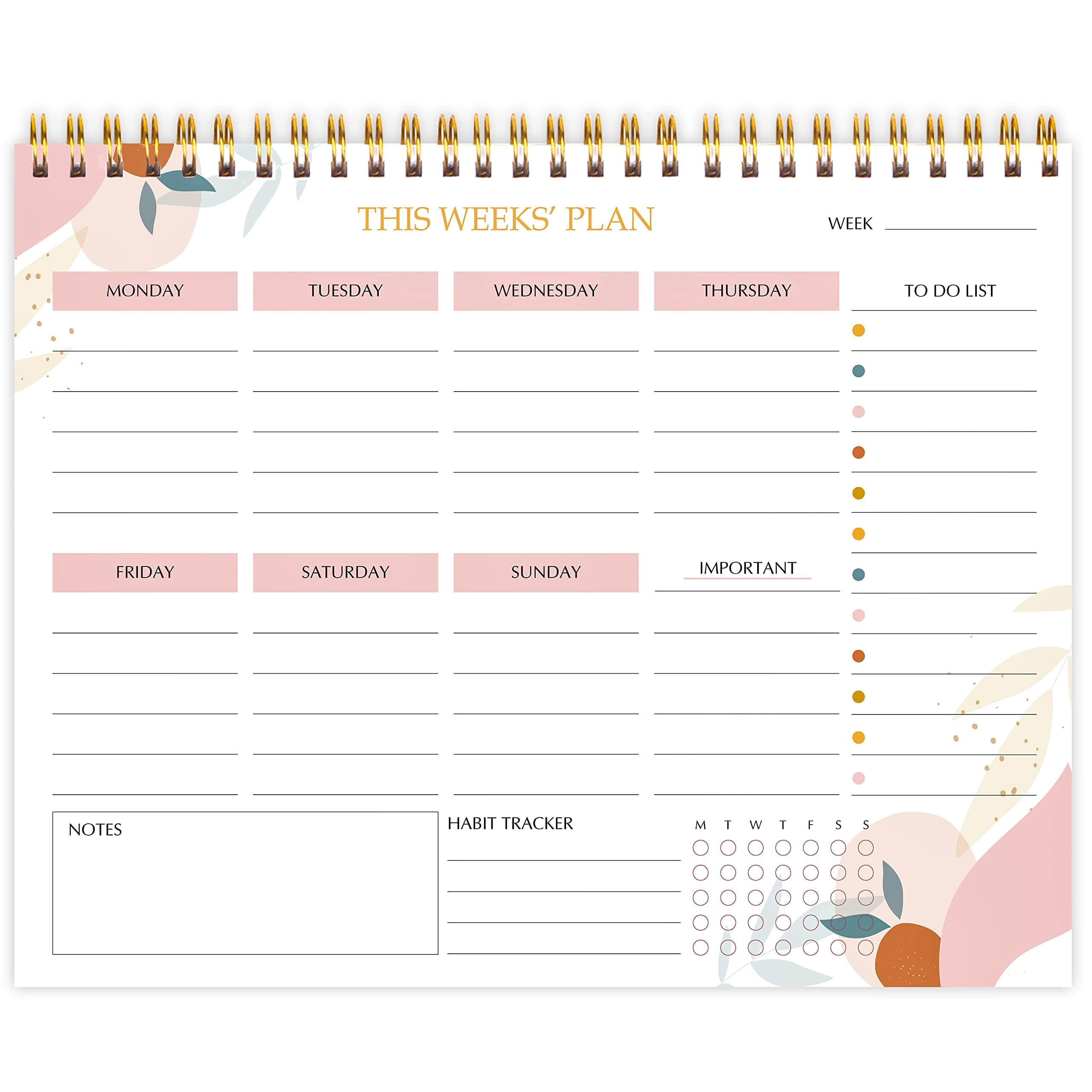 Weekly Planner Notepad with Daily Planner Agenda Squares, 52 Week Office Supply To Do List with Checklist and Habit Tracker, 9.5 x 7.8 Inches