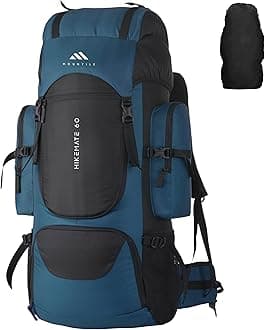 MOUNTILE HIKEMATE 60L Travel Backpack with Water Proof Rain Cover, Shoe Compartment - Camping Hiking Rucksack Trekking Bag - MTL02