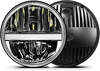 UNI-SHINE 7-Inch LED Headlights - with Amber Turn Signal White DRL, DOT Approved, Hi/Lo Beam, Compatible with Jeep Wrangler JK TJ CJ, Chevy, and Miata