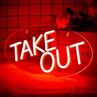Take-Out Available Neon Sign,Take Out Neon Light for Restaurant Decorations,Restaurant Neon Sign for Bar,Store,Bedroom,birthday,Christmas Gift,Size16.1 * 7.5inches(JTLD020)