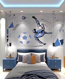Soccer Themed Kids Room Wallpaper, Football Fanatic Mural for Children, Sports Themed Removable Wallpaper (Soccer Themed)