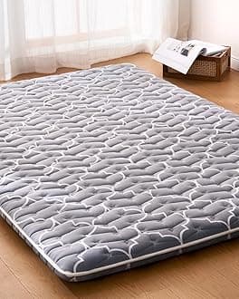 6th Generation Japanese Floor Futon Mattress - Extra-Thick 9-Layer Modern Futon with 100% High-Density Foam, Portable Floor Mattress Sleeping Pad for Adults, Guest Room, Dormitory, Full Size (54"X80")