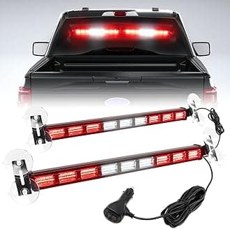 [Upgraded] Switchable 4 Colors Emergency Strobe Traffic Advisor Light Bar 162 LED Windshield 2 in 1 Visor Safety Warning Hazard Flashing Lights for Firefighter Police Truck Vehicle (Red/White)