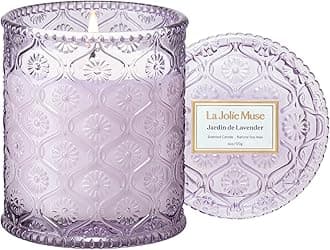 Jardin de Lavender Scented Candle - Coconut, Lavender & Sandalwood | 6 oz Natural Soy Wax | 40 Hours Clean Burn | Aromatherapy Candle for Relaxation | Elegant Home Decor