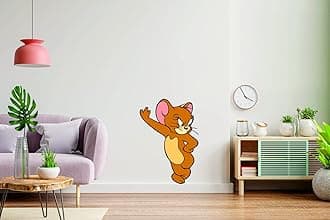 Polyvinyl Chloride Jerry Door Sticker for Living Room, Bedroom, Office (Standard, Multicolour) (Desg-07)