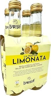 Limonata Lemon Soda 4 x 9.3 Fl Oz (275ml) Italian Soda - Sparkling Lemonade Bottles - Citrus Lemon Soft Drink - Limonata from Italy - Carbonated Fruit Juice Beverage