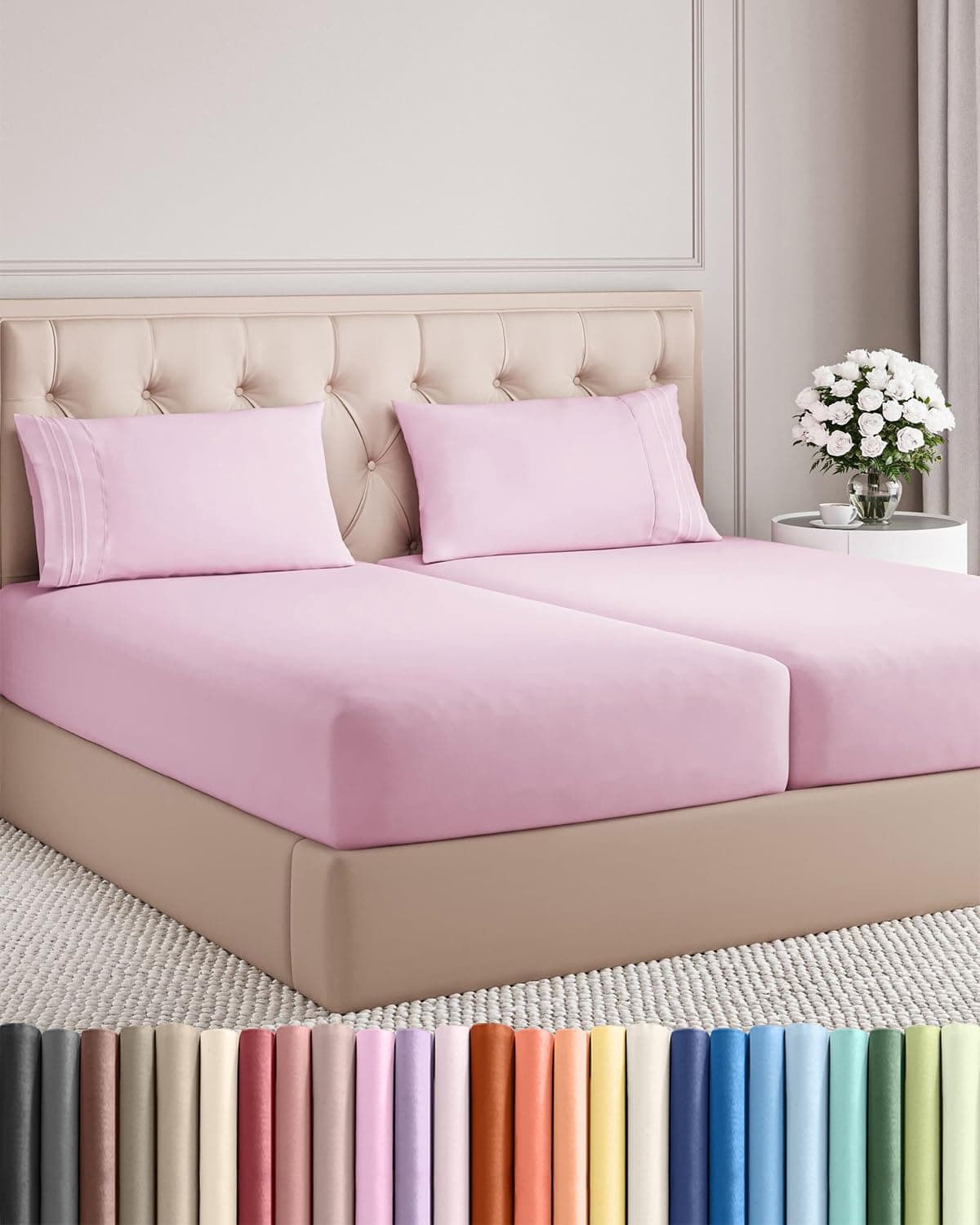 Split King Sheets for Adjustable Beds - Split King Adjustable Bed for Adjustable Mattress - Split King Sheet Sets For Adjustable Beds Deep Pocket - Deep Pocket Split King Sheets - Adjustable Sheets