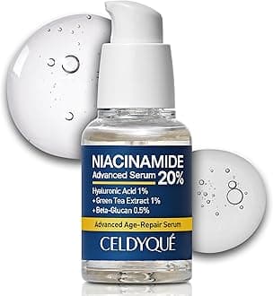 Niacinamide 20% + Hyaluronic Acid 1% Serum for Face w/Green Tea Extract - Pore Minimizer, Even Skin Tone, Fine Line Vitamin B3 Beta-Glucan Korean Skincare