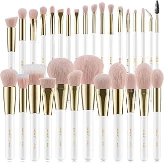 BEILI Makeup Brushes 30Pcs Professional Makeup Brush Set Premium Pink Vegan Synthetic Kabuki Foundation Blending Brush Face Powder Blush Concealers Eye Shadows Make Up Brush Set (White/Rose Gold)