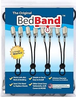 The ORIGINAL Bed Band - Adjustable Fastener/Holder/Strap/Suspender/Gripper for Your Sheets (- Black) by Bed Band