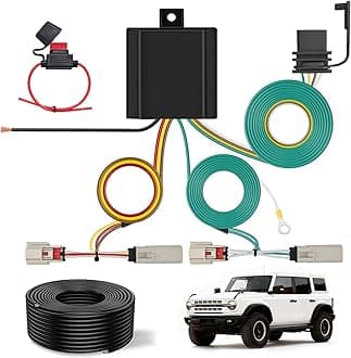Nilight 4 Pin Trailer Wiring Harness Kit 56468 Vehicle Standard 4 Way Connector Custom for 2021 2022 2023 2024 Ford Bronco with LED taillights Simple Fit Tow Hitch