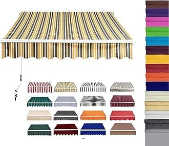 Retractable Patio Awning Replacement Fabric (Without Frame) Waterproof Shade Sun Shade Awning Cover Outdoor Patio Canopy Sunsetter Deck Awnings Polyester(A,(8x5ft) 2.5x1.5m)