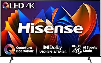 Hisense 65 Inch 4K QLED Smart TV 65E77NQTUK - Quantum Dot Colour, 4K AI Processor, Dolby Vision Atmos, Smooth Motion, Sports Mode, Vidaa OS with Freely, Youtube, Netflix and Disney+ (2024 Model)