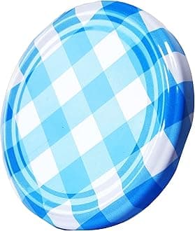 Metal Lug Cap 82 mm Lid for Glass Storage Jars and bottles (brand peerul) (Pack of 4, Blue Checkered)