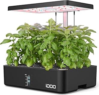 iDOO 12Pods Hydroponics Growing System, Indoor Herb Garden with LED Grow Light, Built-in Fan, Automatic Timer, Smart Garden Germination Kit, Adjustable Height Up to 11.3" for Home, Office