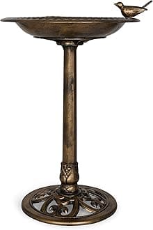 Outdoor Garden Bird Bath - Bronze - Weather Resistant Polyresin - 30 Inch - Backyard Expressions