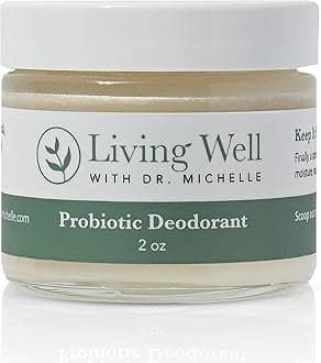 Living Well with Dr. Michelle Probiotic Whole Body Deodorant Cream | Unscented, Aluminum-Free & Paraben-Free | Natural Deodorant for Sensitive Skin, Underarms & Beyond