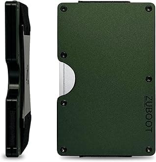 Aluminum RFID Wallet for Men – Slim Front Pocket Metal Card Holder with Cash Clip – Lightweight, Durable Minimalist Wallet with Optional AirTag Compatibility (Green, Cash Strap)
