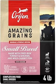 ORIJEN Amazing Grains High Protein Dry Dog Food Small Breed Recipe 4lb Bag