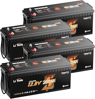 Litime 4Packs LiFePO4 Lithium Deep Cycle Battery Bluetooth, Low-Temp Protection, 2560Wh Energy Max. 1280W Load, Up to15000 Cycles, Perfect for RV, Solar Energy Storage