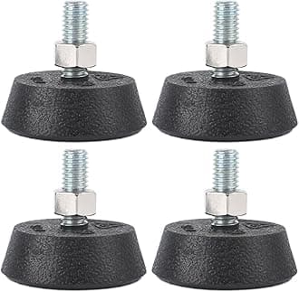 (4 Pack) for Peloton Exercise Bike Support Foot Pad, Upgraded Stainless Steel 3/8" Leveling Screws, Rubber Swivel Non-Slip Shock-Absorbing, Easy Install Replacement Parts