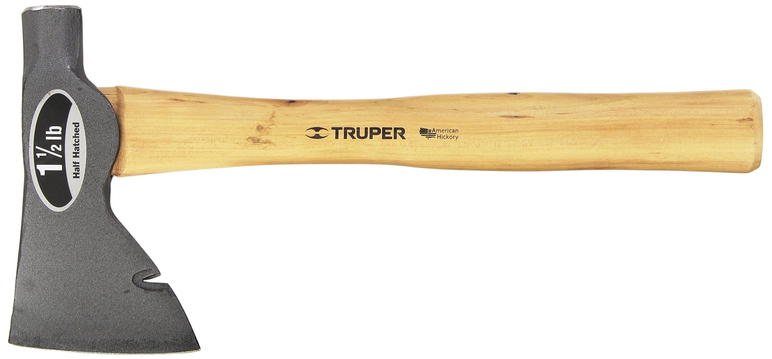 Truper 30516 1-1/2-Pound Half Hatched Axe, Hickory Handle, 1