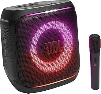 PartyBox Encore 2 Portable Bluetooth Speaker with Wireless Mic and AI Boost, 15H Battery, Dynamic Lights, Auracast, Karaoke & Guitar Input, IPX4 Splashproof - JBLPBENCORE2UK