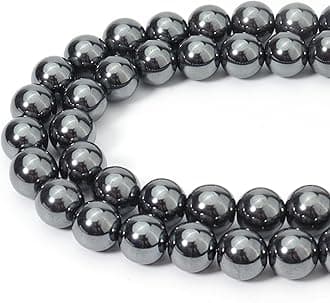 Siomia 45pcs 8mm Natural Black Hematite Beads Energy Healing Crystal Round Loose Stone Beads for Jewelry Making, DIY Bracelets Necklaces