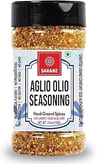 SARANZ Aglio Olio Mix Exotic Seasoning Ideal For Salads, Soups, Main Dishes, Pasta, Spaghetti, And Vegetables Dairy-Free, Gluten-Free, And Aromatic Vegan Seasonings-100 Grams Sprinkler Jar