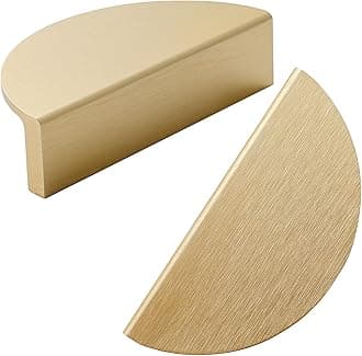 2 Pack Brushed Gold Semicircle Cabinet knobs Kitchen Cabinet Pulls with Vintage Cupboard Drawers Hardware Dresser Drawer Handles Kitchen Cabinet Handles (S, 2 Pack, Brushed Gold)