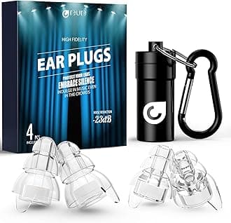 Reure High Fidelity Concert Ear Plugs, Noise Cancelling Silicone Ear Plugs 2 Pairs Great for Concerts Loud Music, Musicians, Motorcycles, Airplanes, Raves, Hearing Protection -20 dB