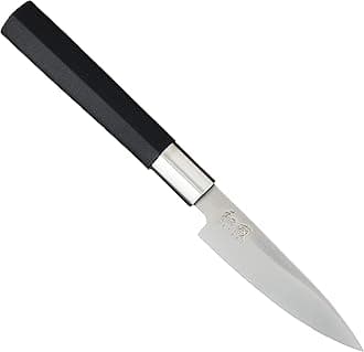 Wasabi Black Utility Knife 10.0 cm Blade Length - Polished 6A/1K6 Stainless Steel 58 (±1) HRC - Black Polypropylene Handle - Multipurpose Knife - Made in Japan