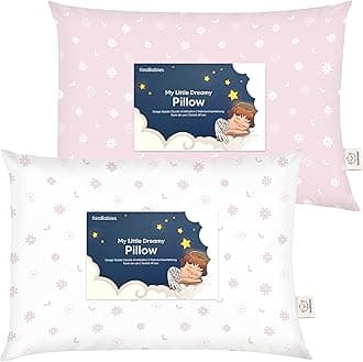 KeaBabies 2-Pack Toddler Pillow - Soft Organic Cotton 13X18 Small Pillow for Kids - Travel, School, Nap, Age 2 to 5 (Daisy)