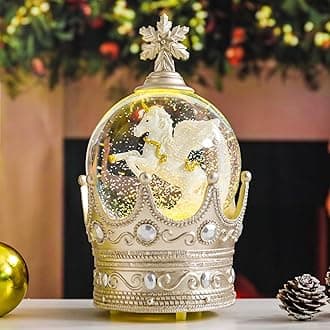 VipushVipush Unicorn Snow Globe - Crown Style Musical Snow Globe with Color Changing Led Lights, Christmas Decorations with Music Box Gifts for Girls Kids, Decorations for Christmas & Birthday