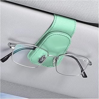 AICEL Sunglasses Holders for Car Sun Visor, Leather Eyeglasses Hanger Mounter, Magnetic Glasses Holder and Ticket Card Clip, Auto Interior Accessories Universal for SUV Pickup Truck