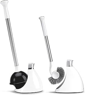 Plunger and Toilet Brush Bundle, White