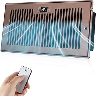 Quiet Register Booster Fan Fits 6" x 12" Register Holes, 10-Speed Smart Heating Cooling AC Vent Fan with Remote Control and Thermostat Control - Bronze