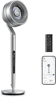 Dreo Pedestal Fan with Smart Control, Quiet DC Fans for Bedroom, 120°+85° Omnidirectional Oscillating Fan, Wi-Fi/Voice/Alexa, 100ft 10 Speeds, 6 Modes,